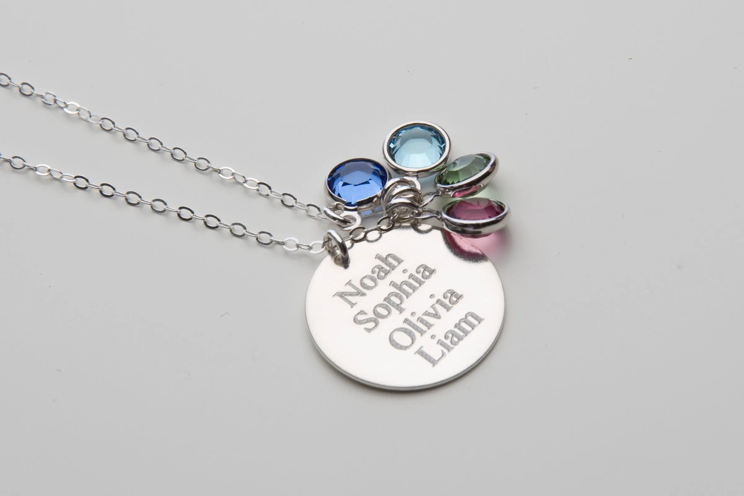 Personalized Family Name Necklace with Birthstones - CG425N. Starts at