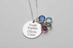 Personalized Family Name Necklace with Birthstones - CG425N. Starts at