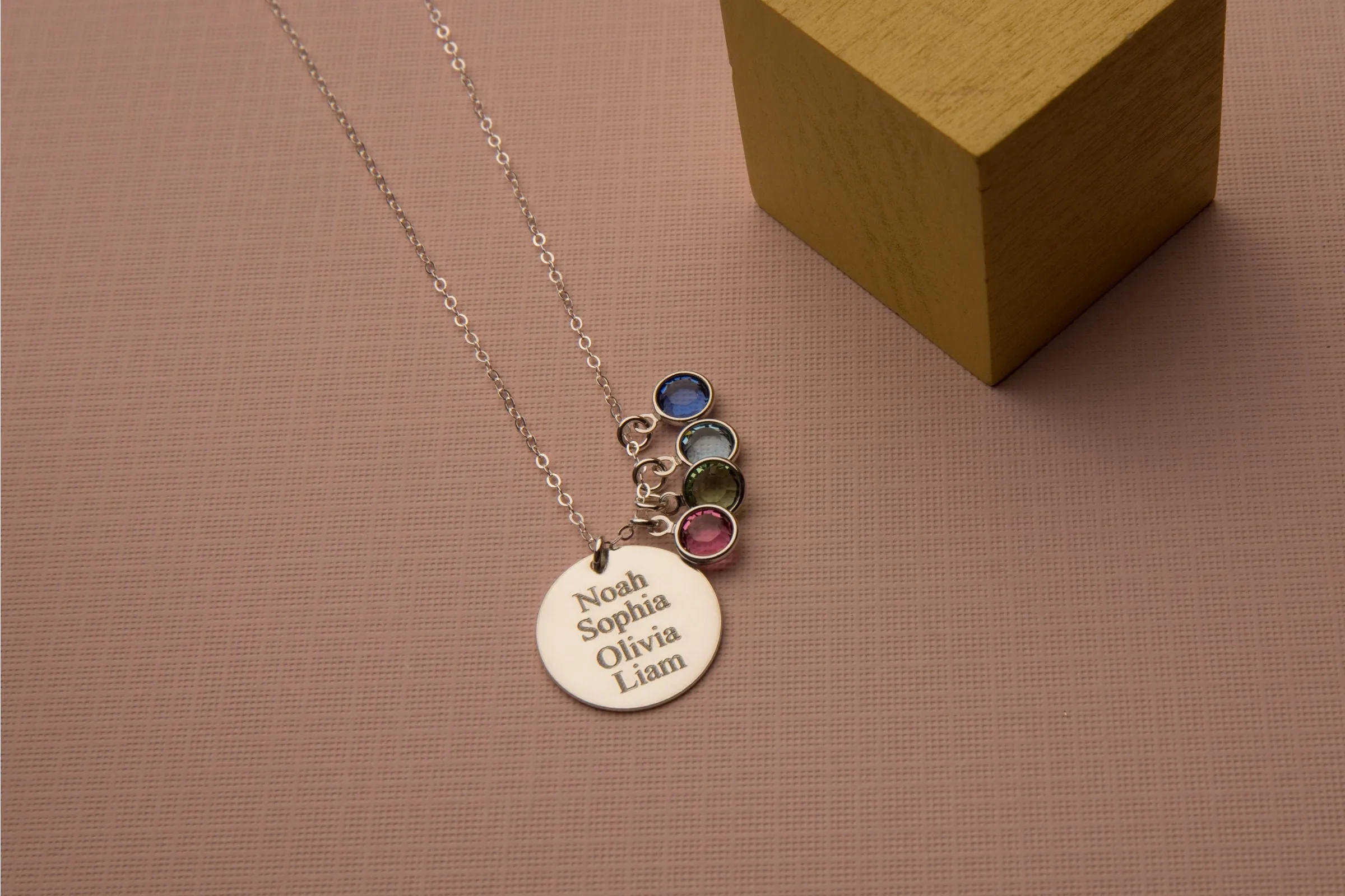 Personalized Family Name Necklace with Birthstones - CG425N. Starts at