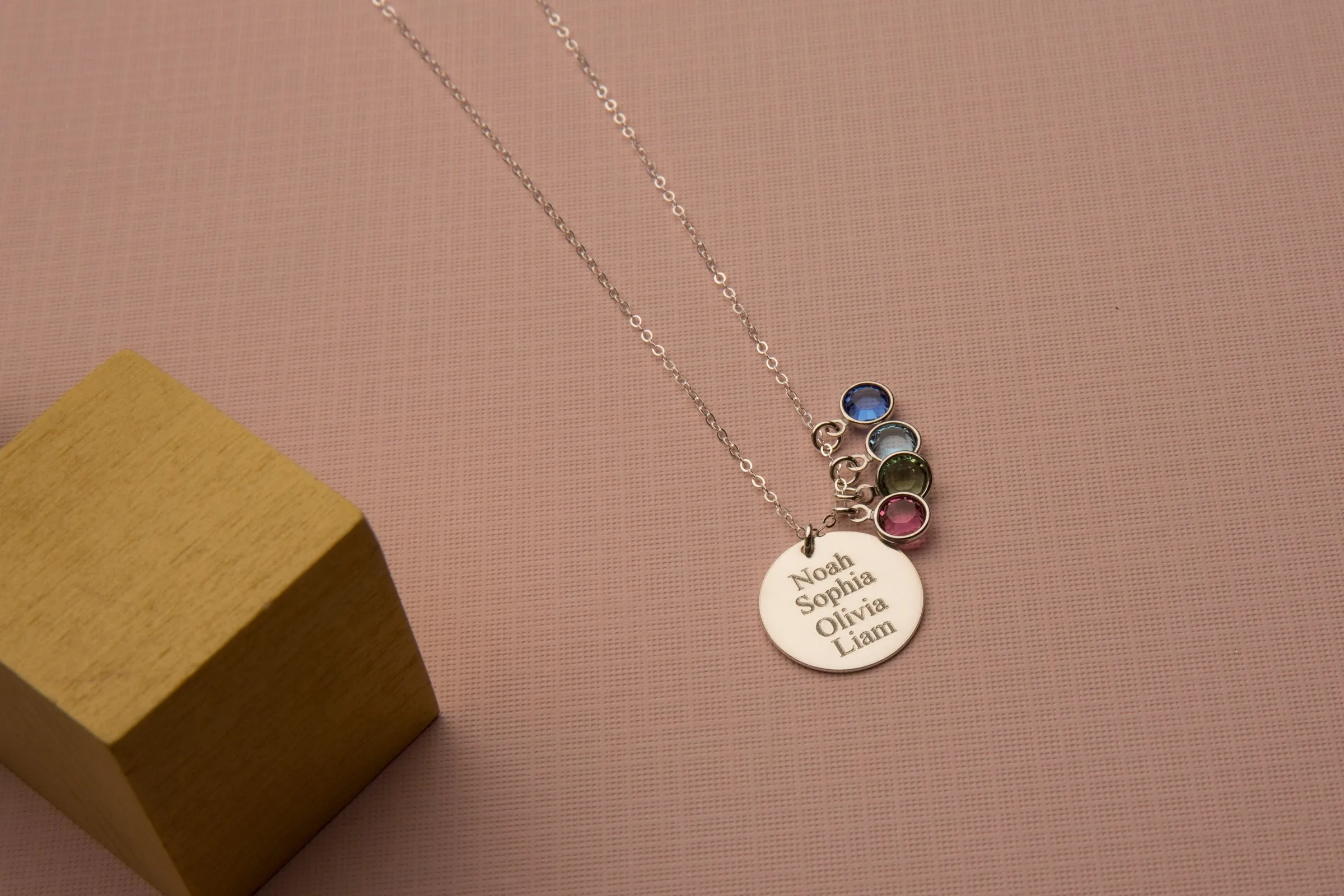 Personalized Family Name Necklace with Birthstones - CG425N. Starts at