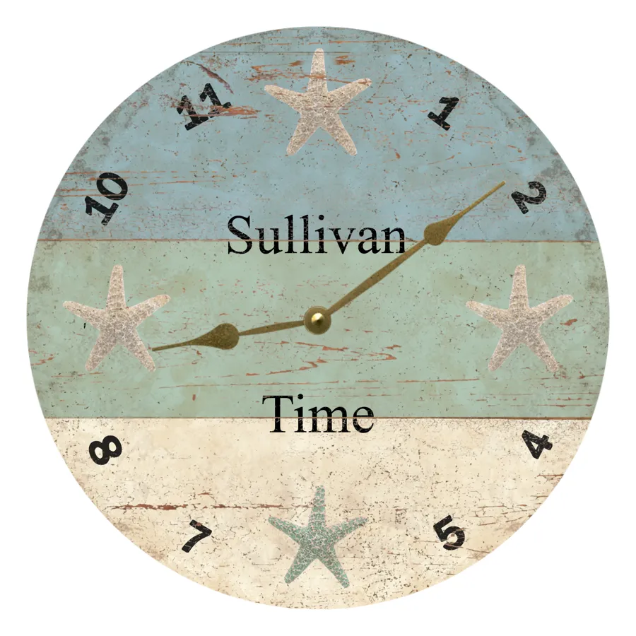 Personalized Starfish Beach Time Clock - Personalized Starfish Clock