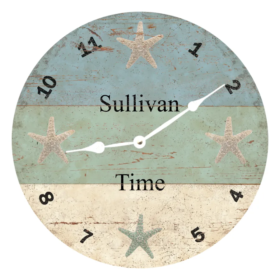 Personalized Starfish Beach Time Clock - Personalized Starfish Clock