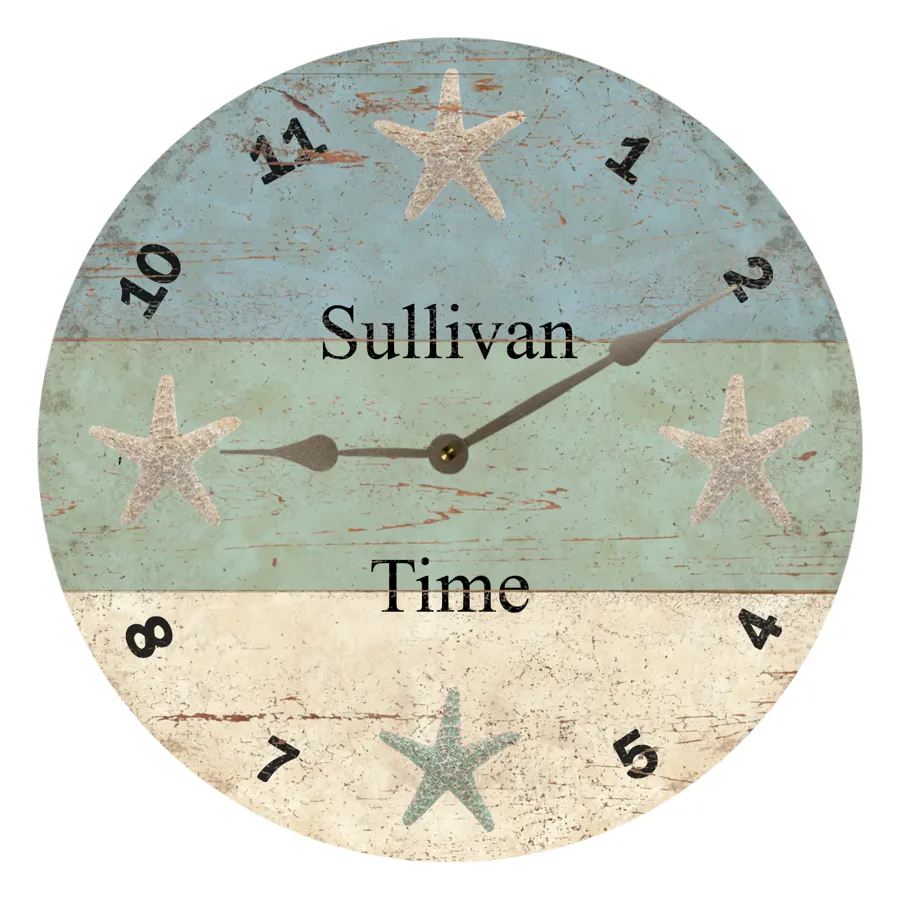 Personalized Starfish Beach Time Clock - Personalized Starfish Clock