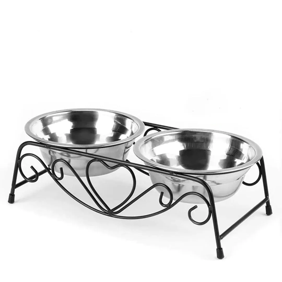 PetAffairs Stainless Steel Double Dog Bowls with Anti-Skid Stand