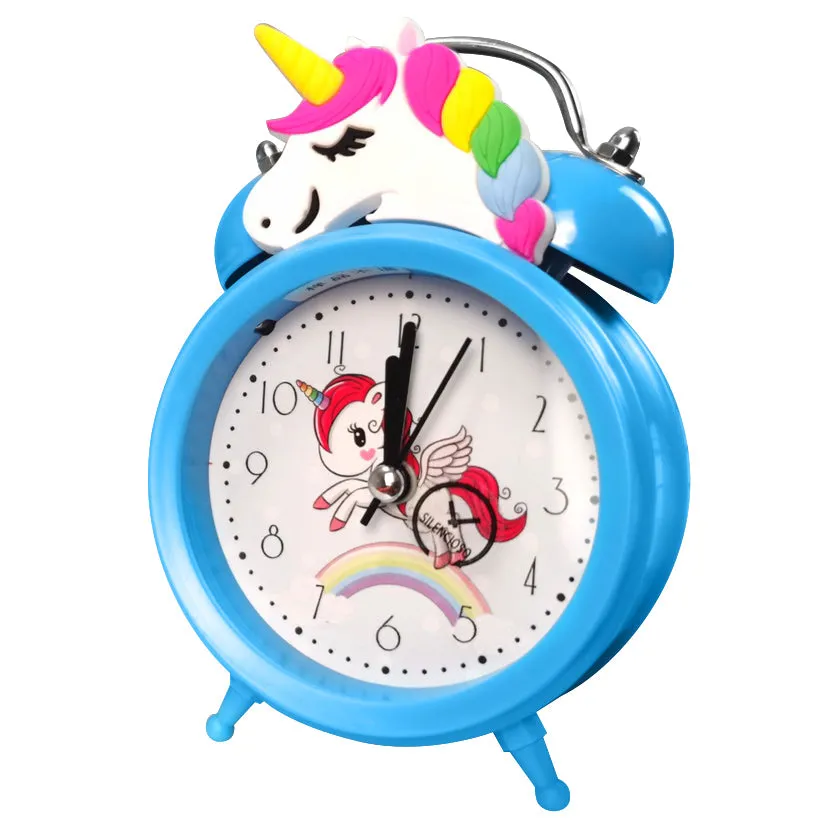 Pink Unicorn Kids Alarm Clock Double Bell Clock with Backlight Cute Desk Clock Home Decoration Kid Gifts