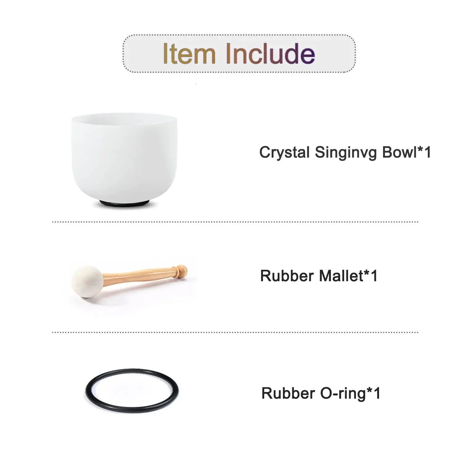 Quartz Crystal Singing Bowl for Sound Healing, Meditation, Yoga with Free Mallet