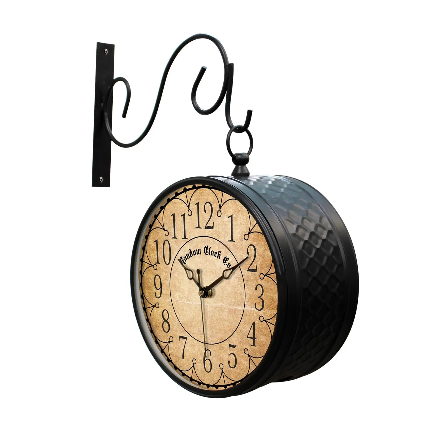 RANDOM Station Double Sided Roman Vintage Metal Wall Clock for Beautiful Home, Living room, Kitchen, Office (Black & Brown)