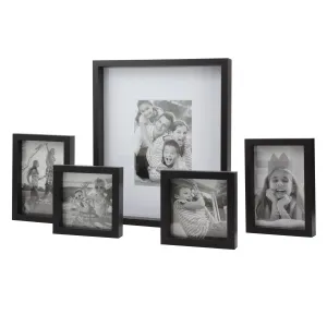 Rectangle Wall Mounted Gallery Frames, Wood, Black (Set of 5)