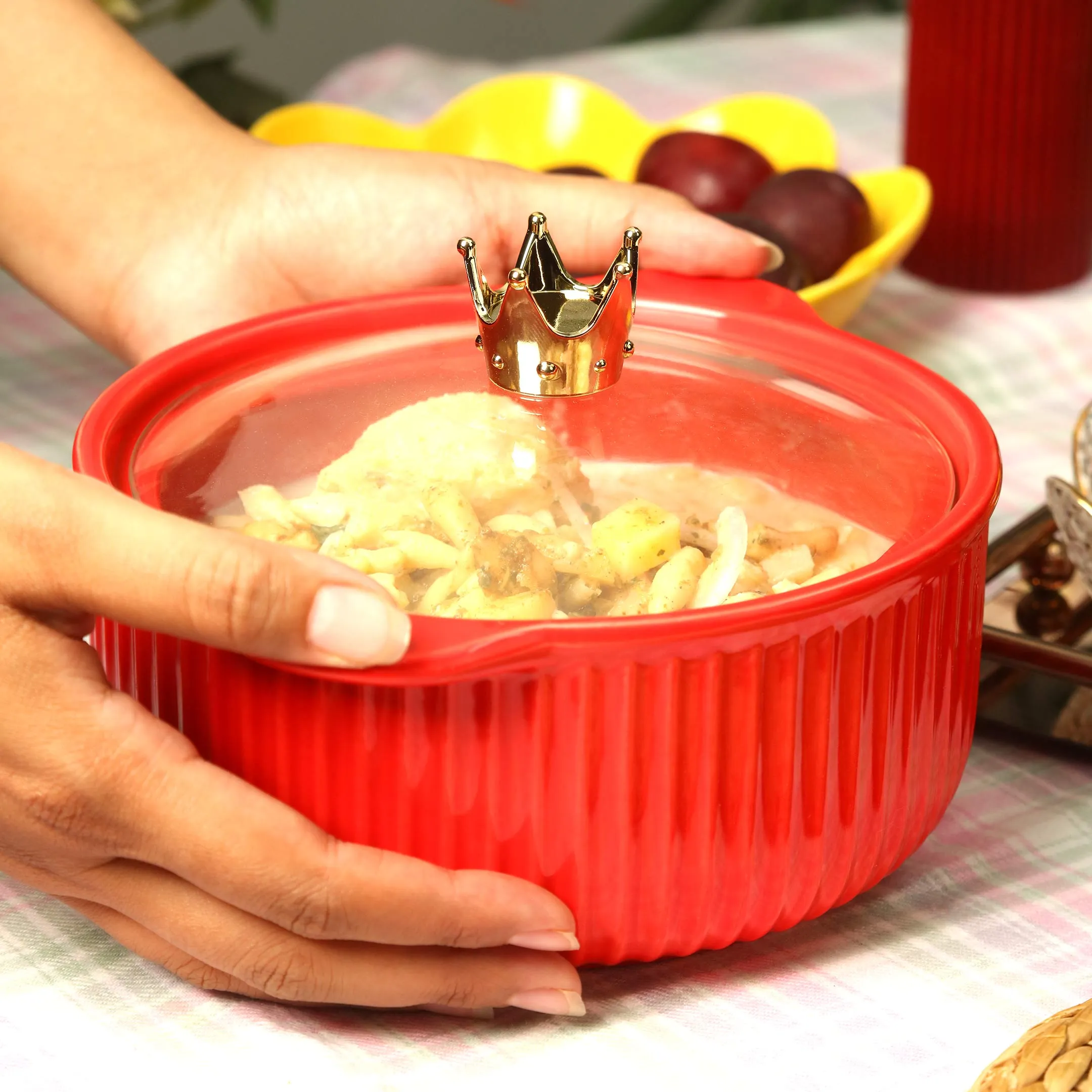 Red Ridge Line Bowl With Lid