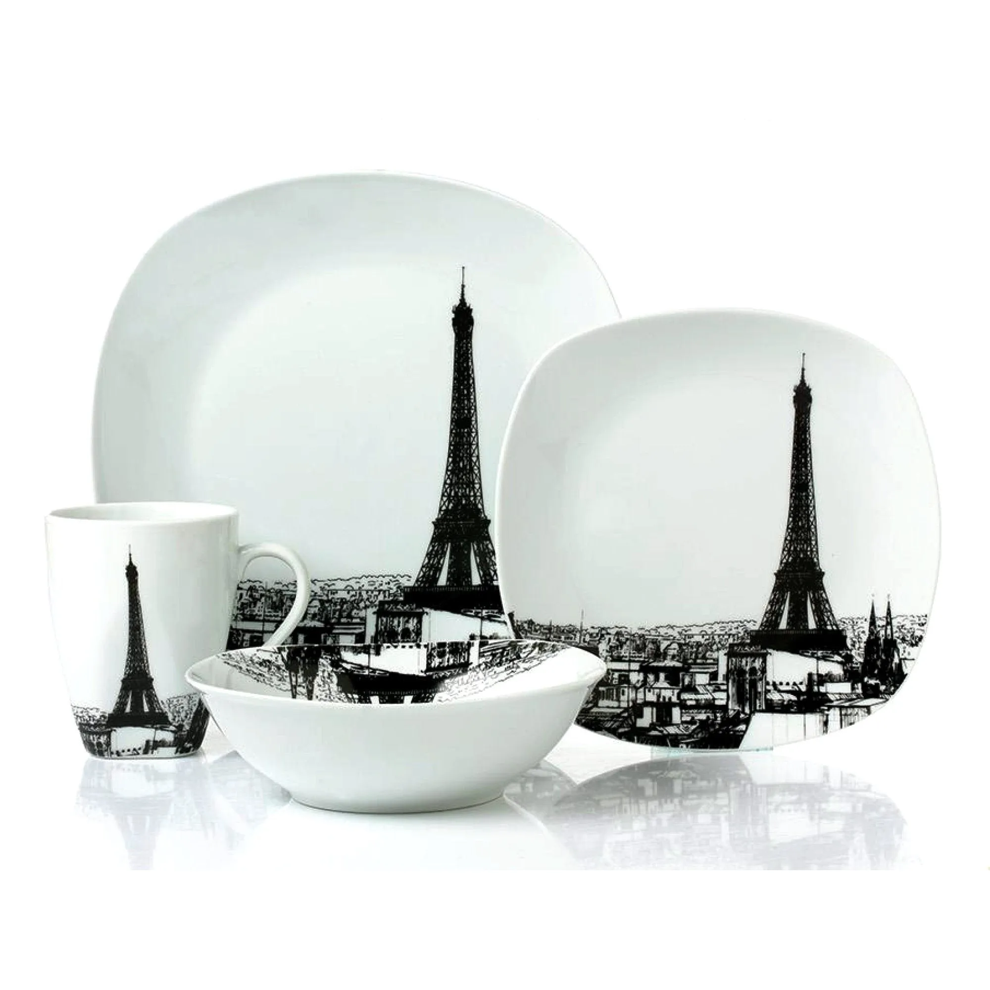 Sandra Venditti - 16 Piece Paris Porcelain Dinnerware Set