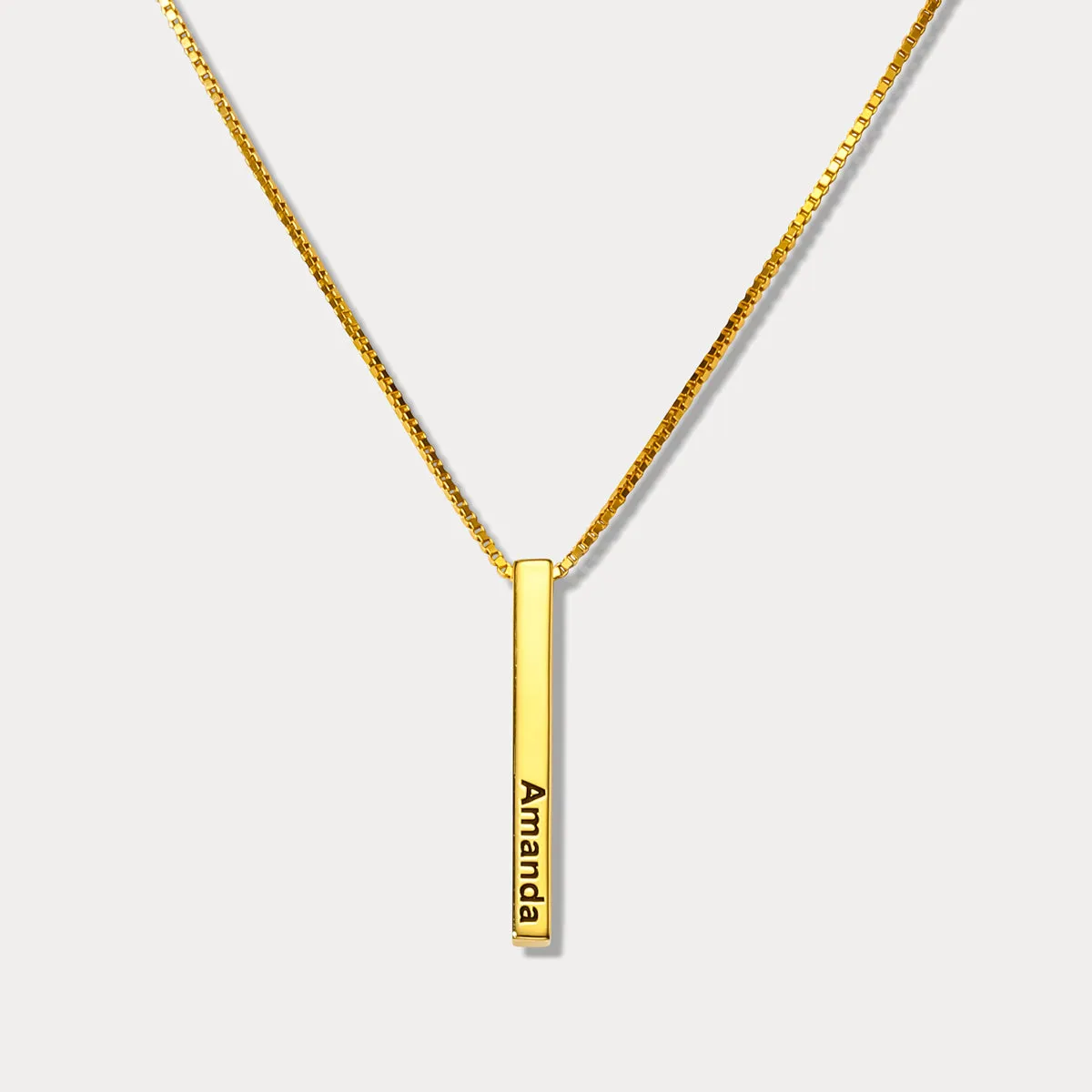 Slender Engraved 3D Bar Name Necklace