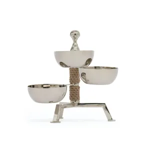 Spinning Three Part Dish On Rope Stand