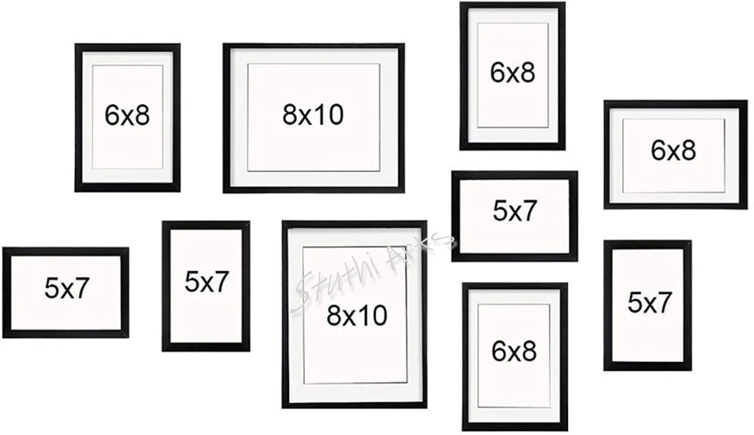 Stuthi Arts Wall Wood Photo Frames Black-8x10-2M 6x8-4M 5x7-4