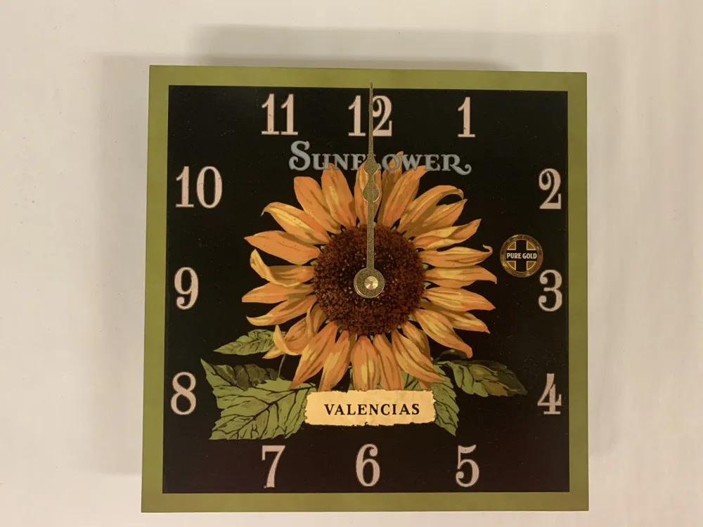 Sunflower Clock- Square Sunflower Desk Clock