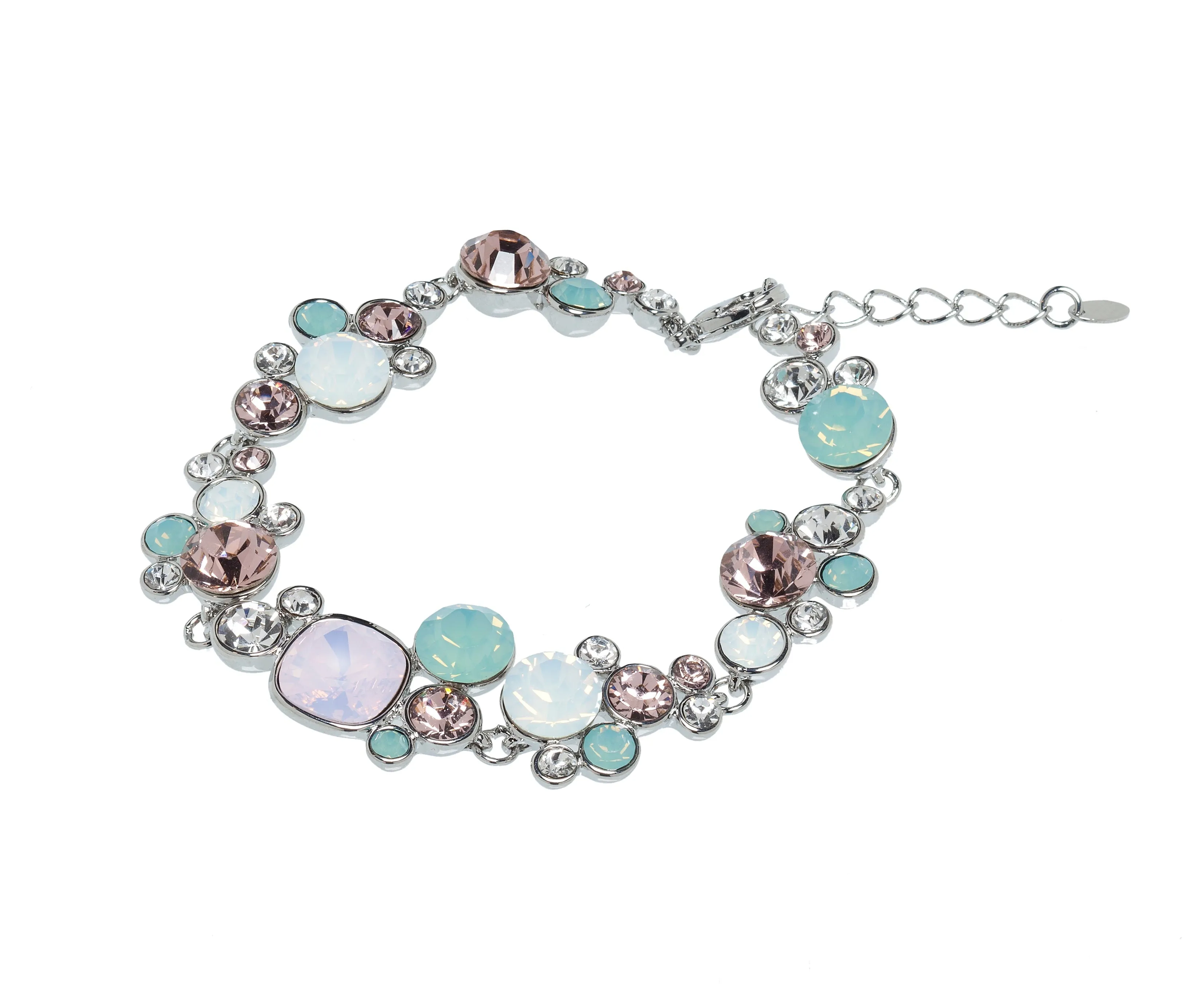 Swarovski Crystal Green Opal Rose Clustered Bracelet