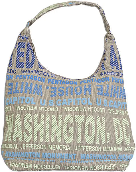 TBDC04 Robin Ruth Tote Bag - Big City - Khaki with Blue Washington DC