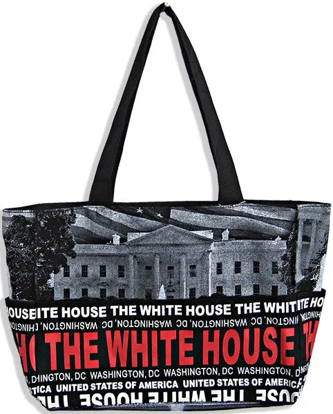 TBDC34 Robin Ruth Tote Bag - White House Skyline Black/White/Red Word