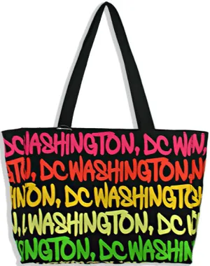 TBDC40 Robin Ruth Tote Bag - MEDIUM - Black with Yellow with Orange Washington DC