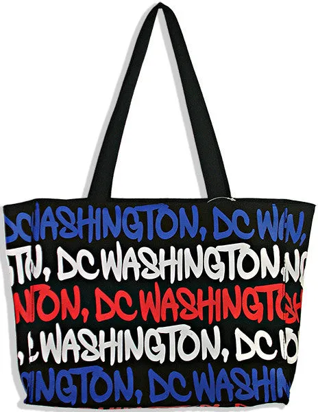 TBDC43 Robin Ruth Tote Bag - MEDIUM - Black/Patriotic Washington DC