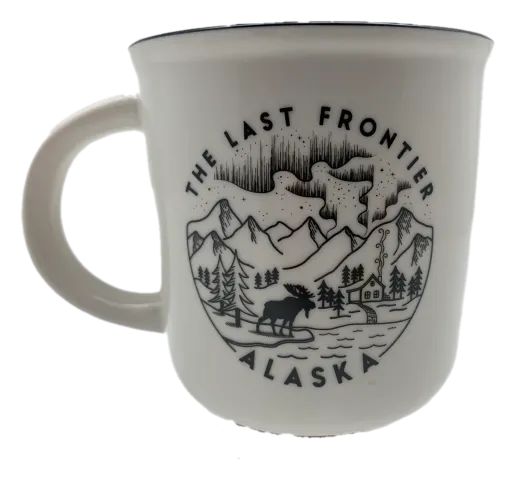 The Last Frontier Line Art Alaska Camp Mug