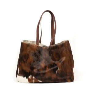 Tote bag in natural hair-on Normande calf