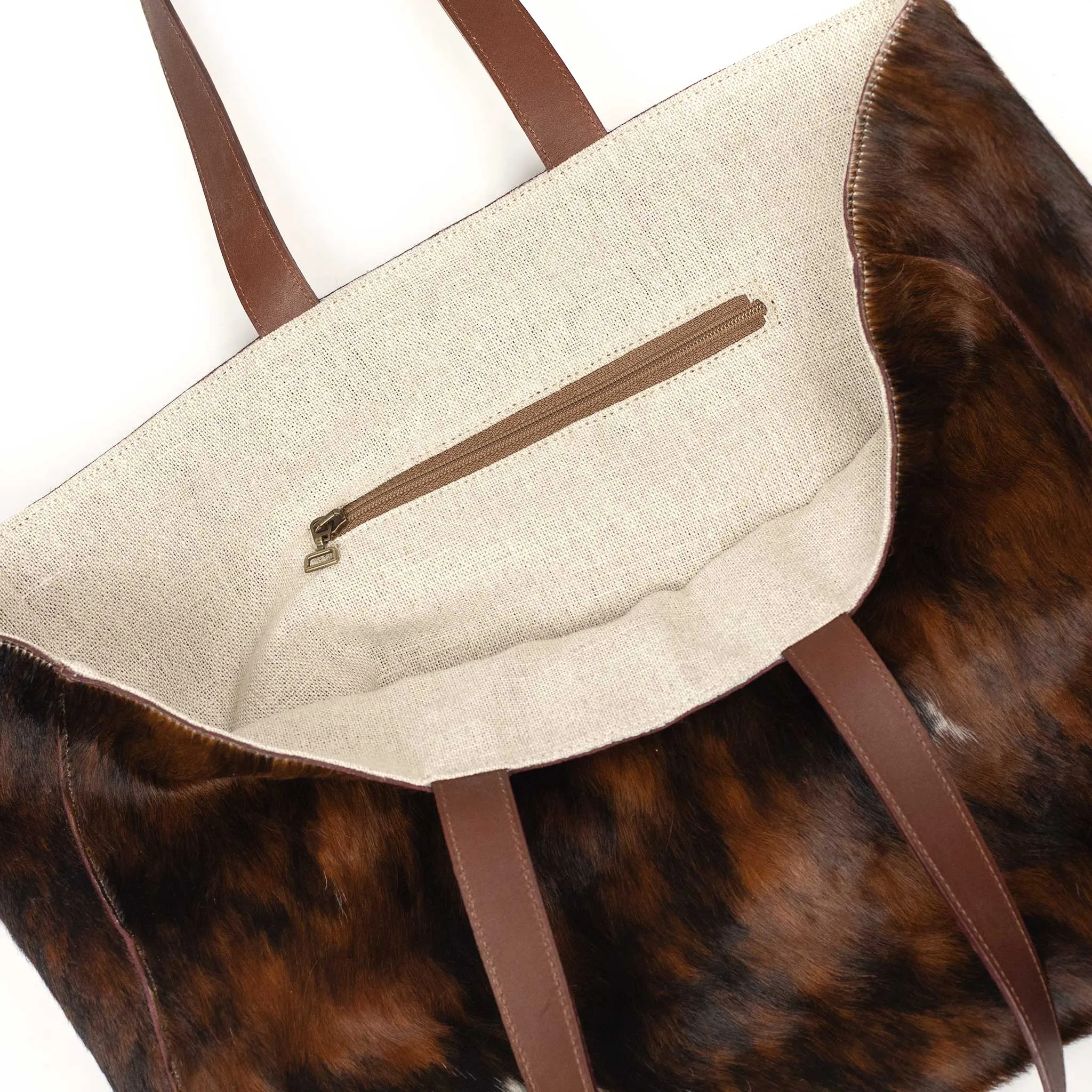 Tote bag in natural hair-on Normande calf