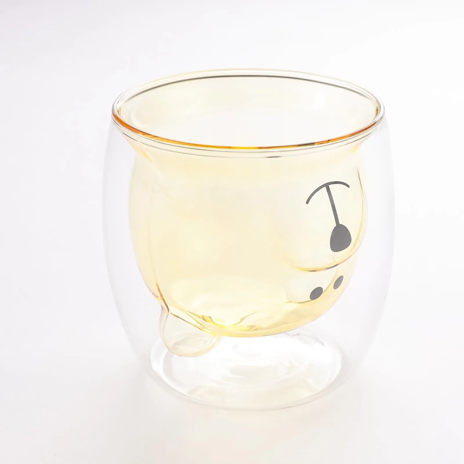 UMAI Cute Teddy Bear Glass Mug Set of 2 I Double Walled Borosilicate 250ml I Transparent I Microwave Safe I Scratch Proof I Coffee Mugs for Couples I Yellow I Gift for Friends, Family and Loved Ones