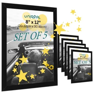 UNIQPAL A4 Photo Frame for Wall Pictures - Set of 5 For Home Decor,Stick-on Certificate, Street Walls,Big Decoration,Glass Frame for Photos,Large Cheap A4 Painting, Arcylic Picture