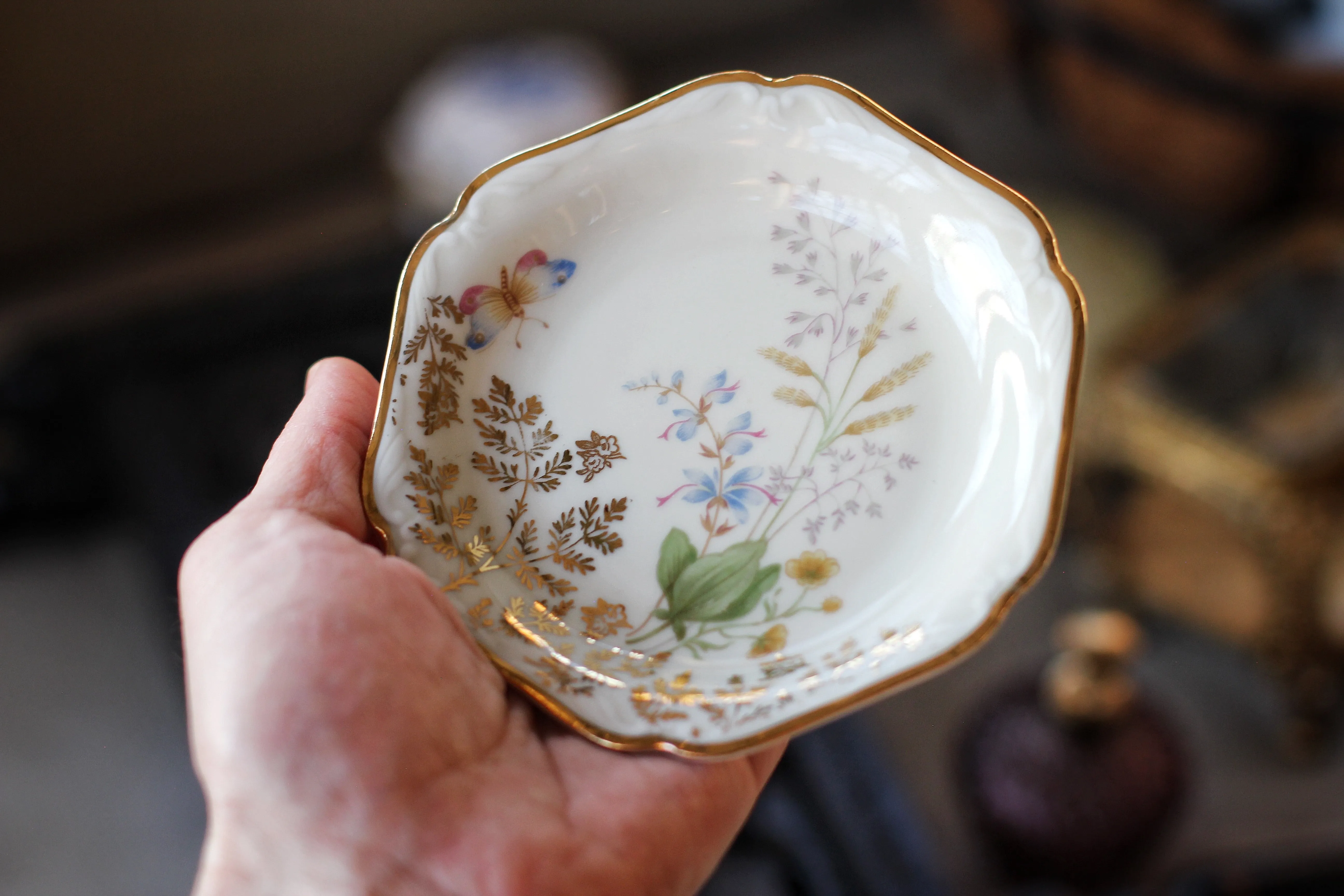 Vintage Mitterteich Bavaria Floral Tiny Porcelain Dish