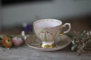 Vintage Pink Gold Mint Tuscan Tea Cup Set