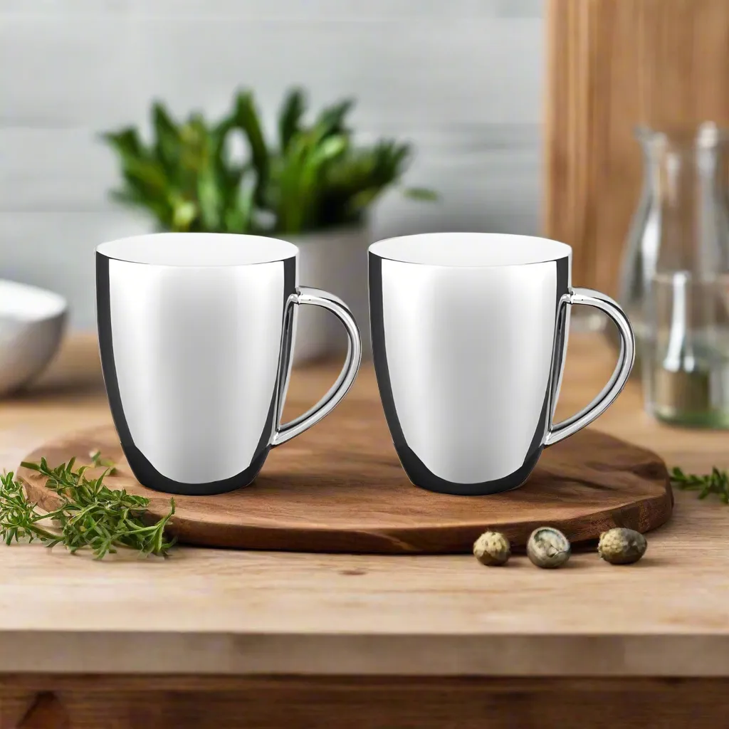 VTWonen Silver 250ml Mugs with Ear Set of 2