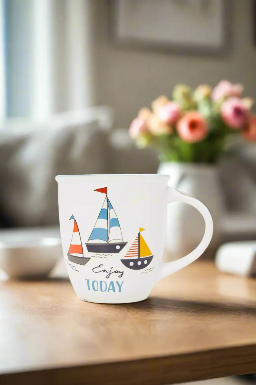 White Enjoy Day Printed Mug