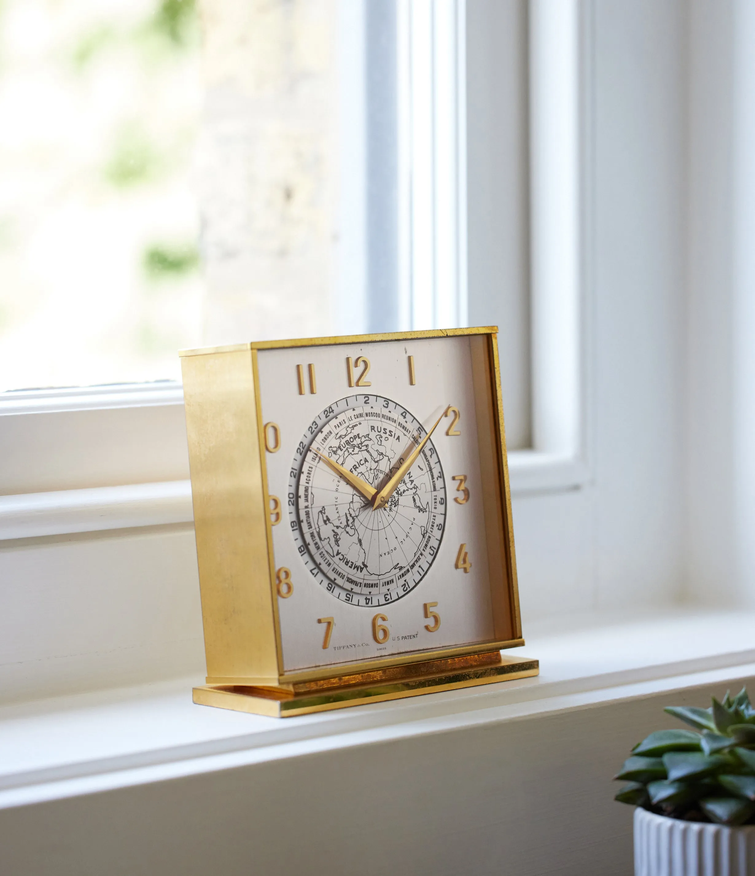 World Time Desk Clock | Gilt Brass