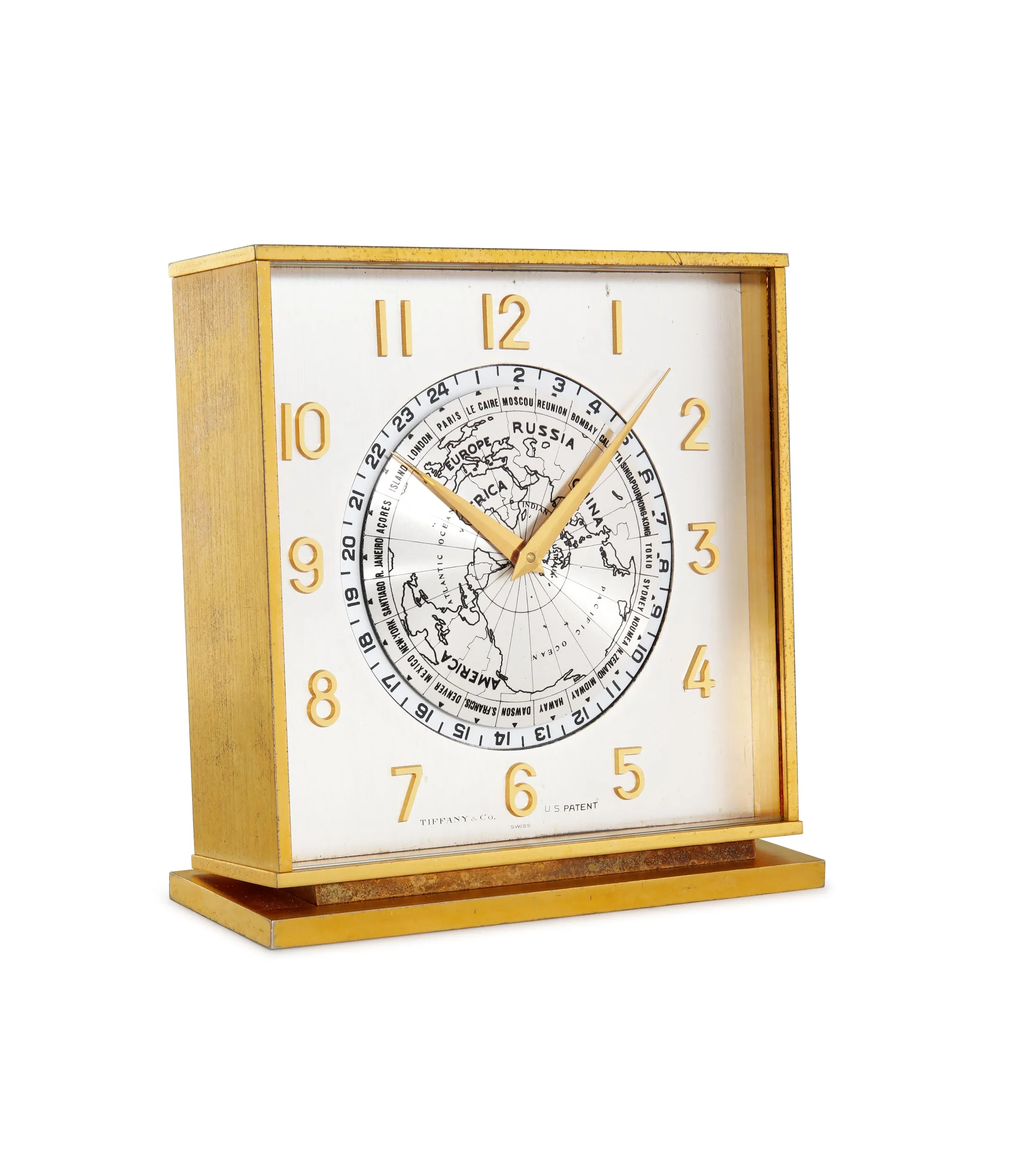 World Time Desk Clock | Gilt Brass